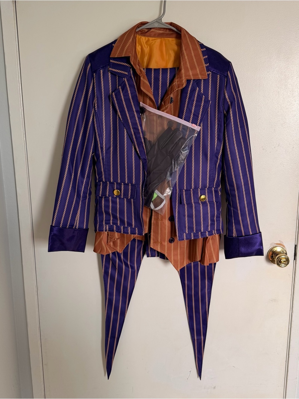 Purple and Brown Striped Men's Tailcoat Blazer